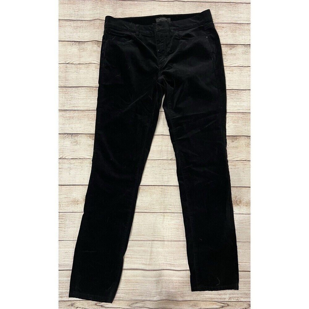 Ann Tayor Women's The Skinny Modern Black Velvet Pants Cotton Blend Size 8